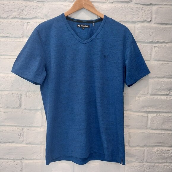 Buttercloth Tee Shirt Mens Medium Short Sleeve Icy Cotton Spandex V Neck Blue , - Picture 1 of 10